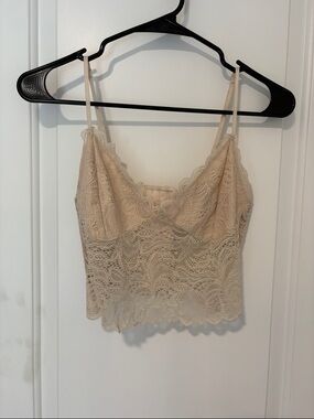 Beige Lace Cropped Cami Top forever 21